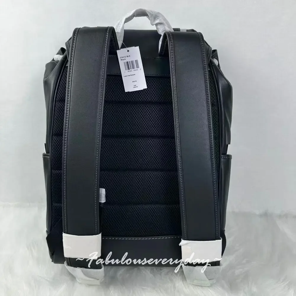 Coach Men's League Flap Backpack Laptop Bag Leather/Gunmetal/Leather CU072 NWT